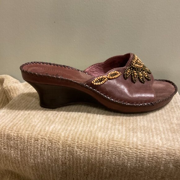 Clark Artison Leather Wedge Heel Sandal - Size 7 - Shoe - Picture 4 of 5